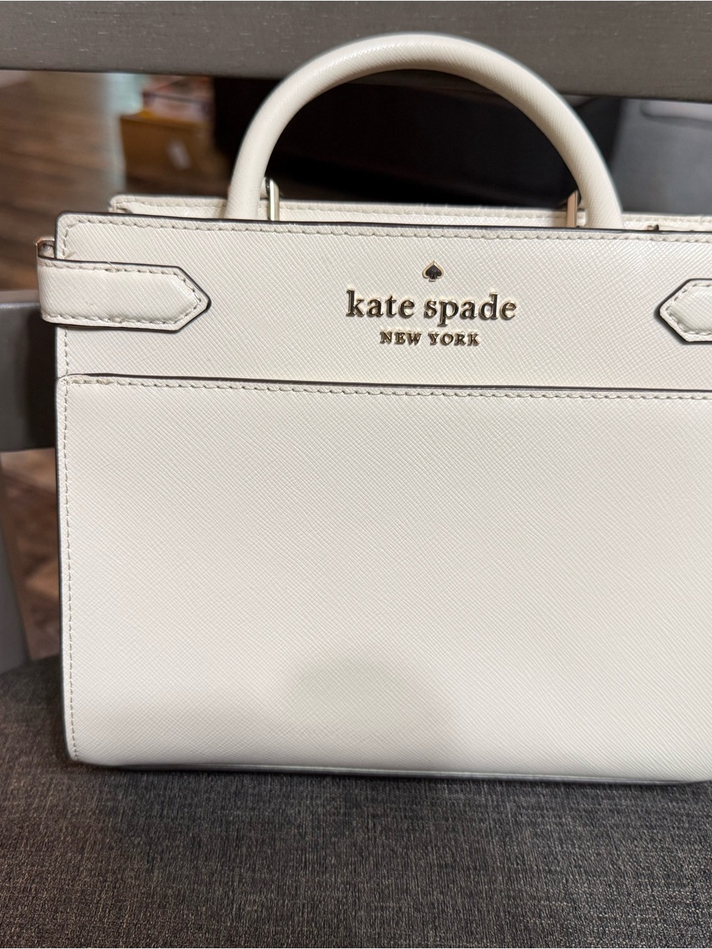 kate spade White Saffiano Leather Top-Handle Satchel